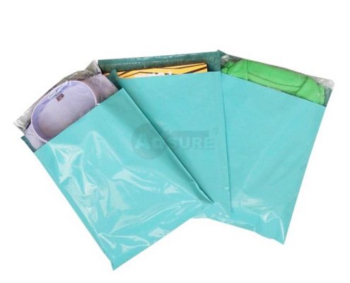 cyan colored plain mailing bags